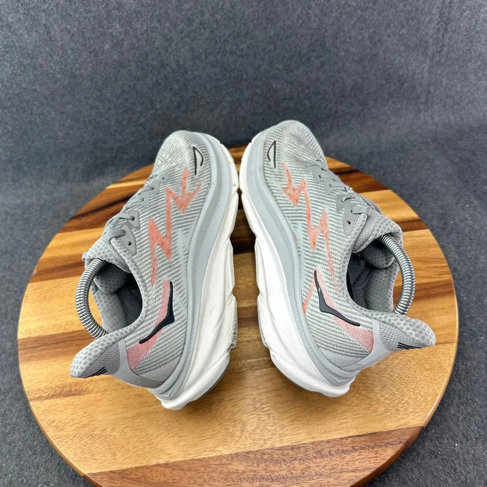 Hoka Clifton 9 Mens Running Shoes Grey Peach Black 1127895 HMBC Size 8.5 D
